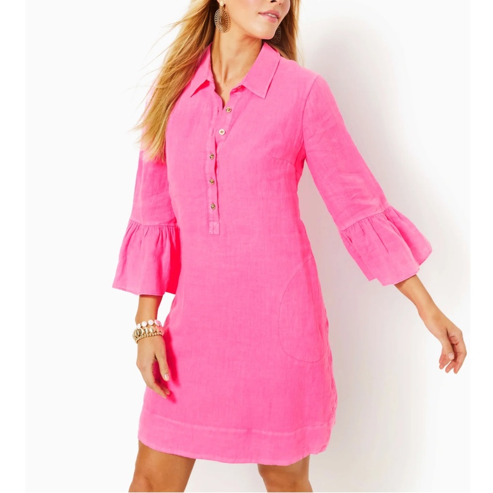 Lilly Pulitzer Jazmin linen 3/4 sleeve  Dress